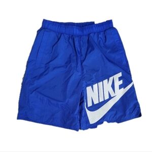 NEW Nike Woven Shorts Youth Boys L Blue Lightweight Stretch Logo Casual Check
